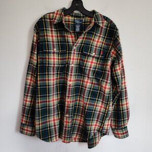 Boys SZ L (14-16) Polo Ralph Lauren Green Multi Long-Sleeve Flannel Shirt